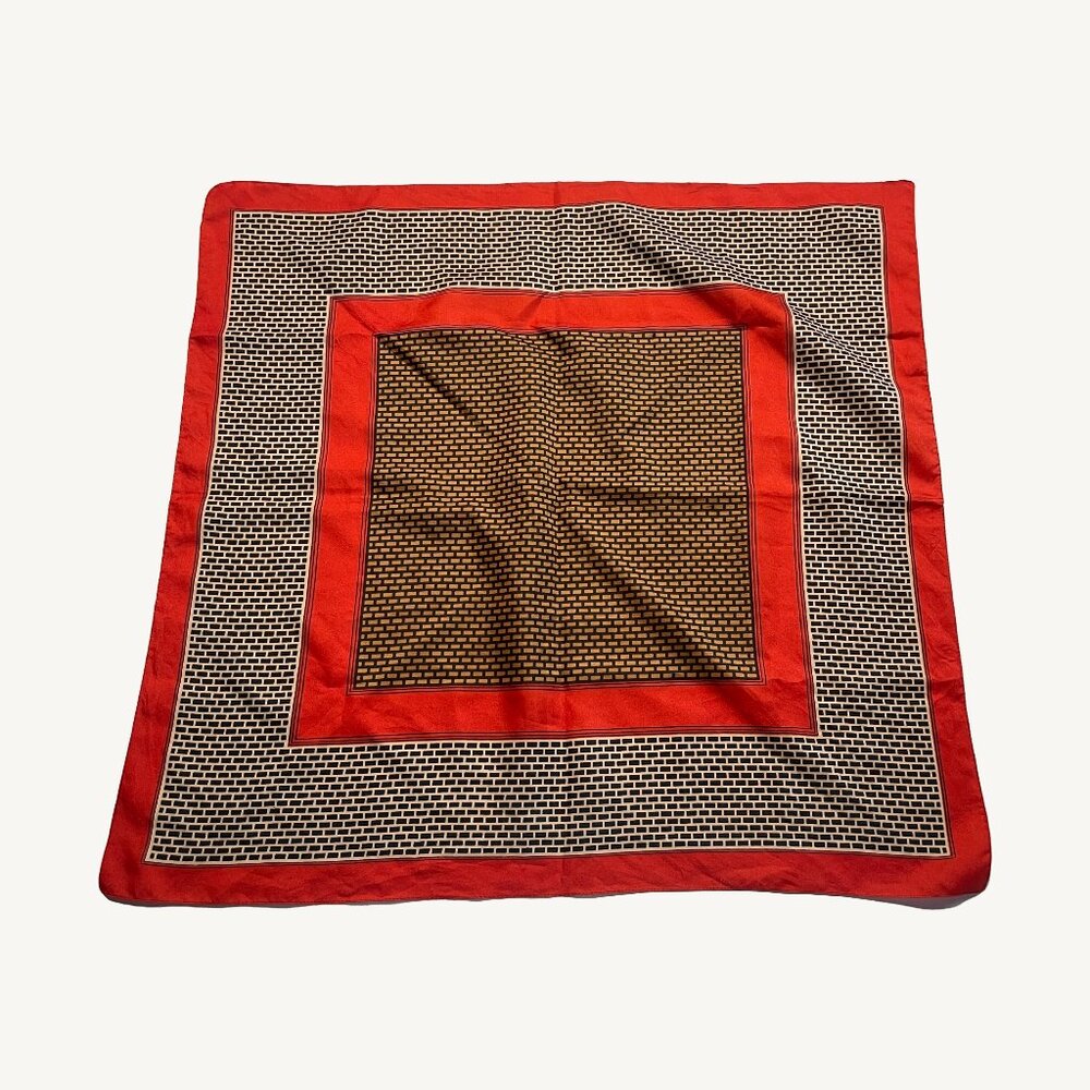 Square Satin Scarf Burnt Orange/Red-ish & Brown Fall Spring 37"